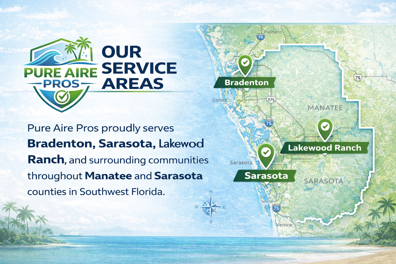 Pure Aire Pros service area — Bradenton, Sarasota, and Lakewood Ranch, FL