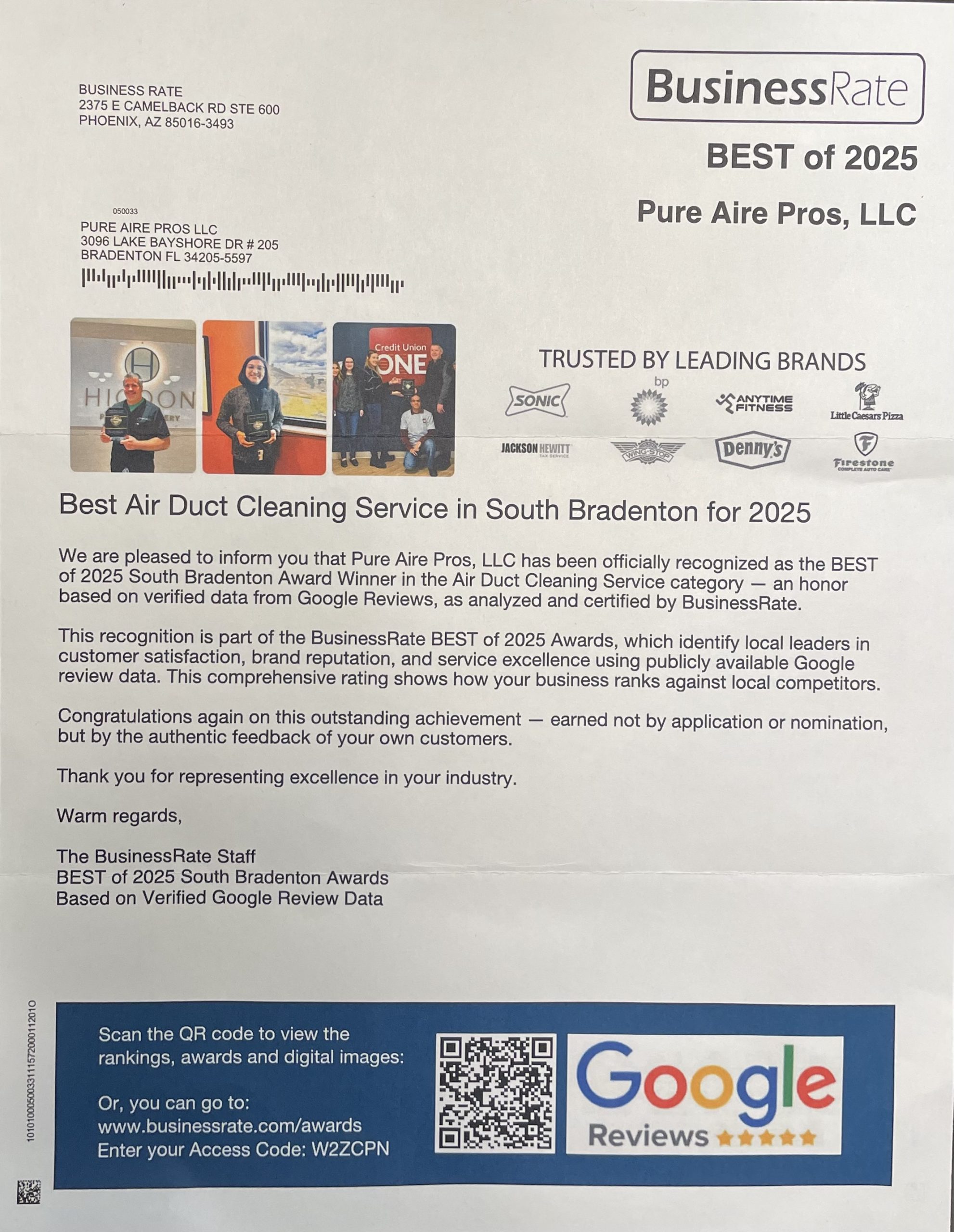 Pure Aire Pros Best of 2025 Award
